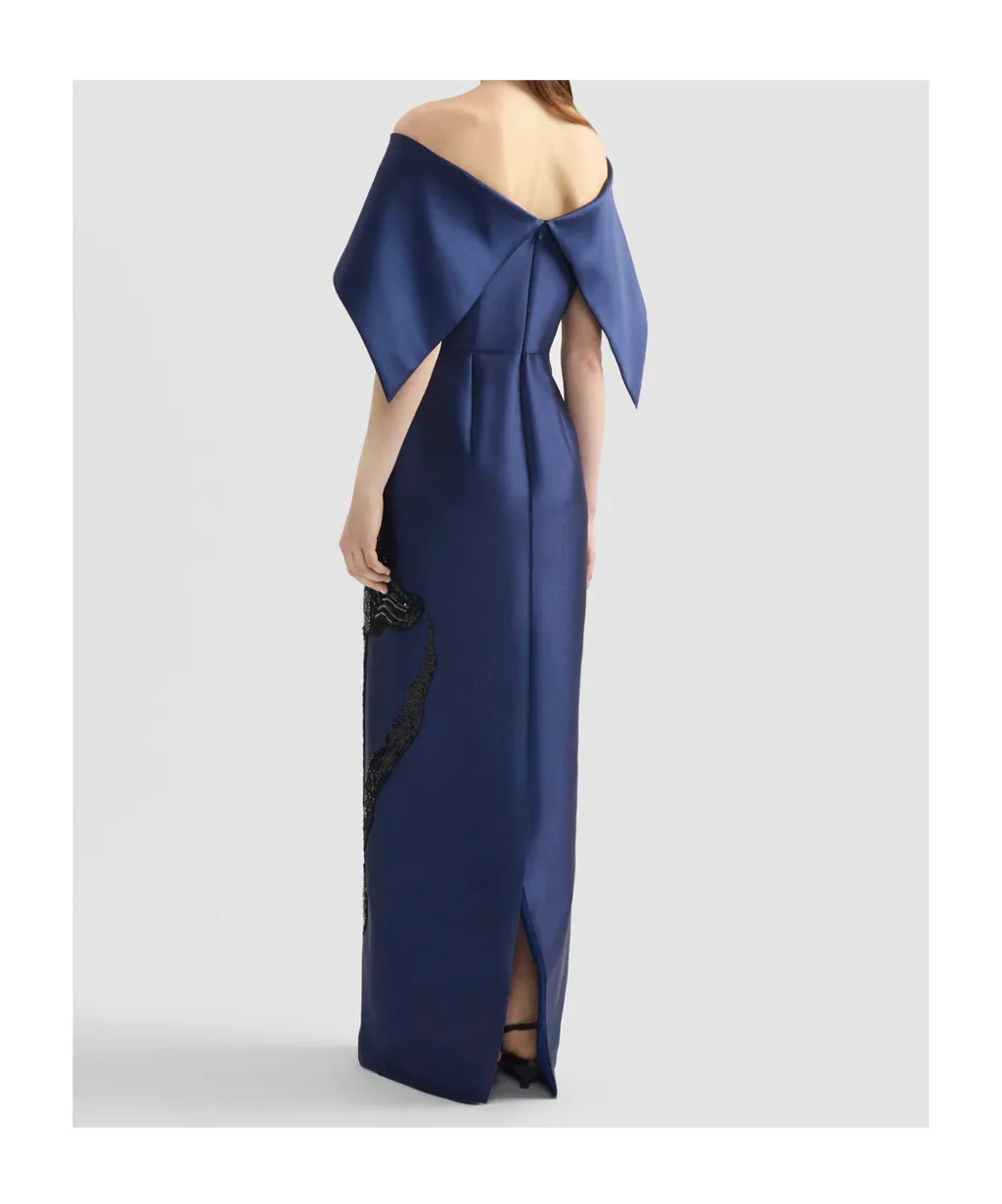 Embellished Mikado Off-The-Shoulder Gown