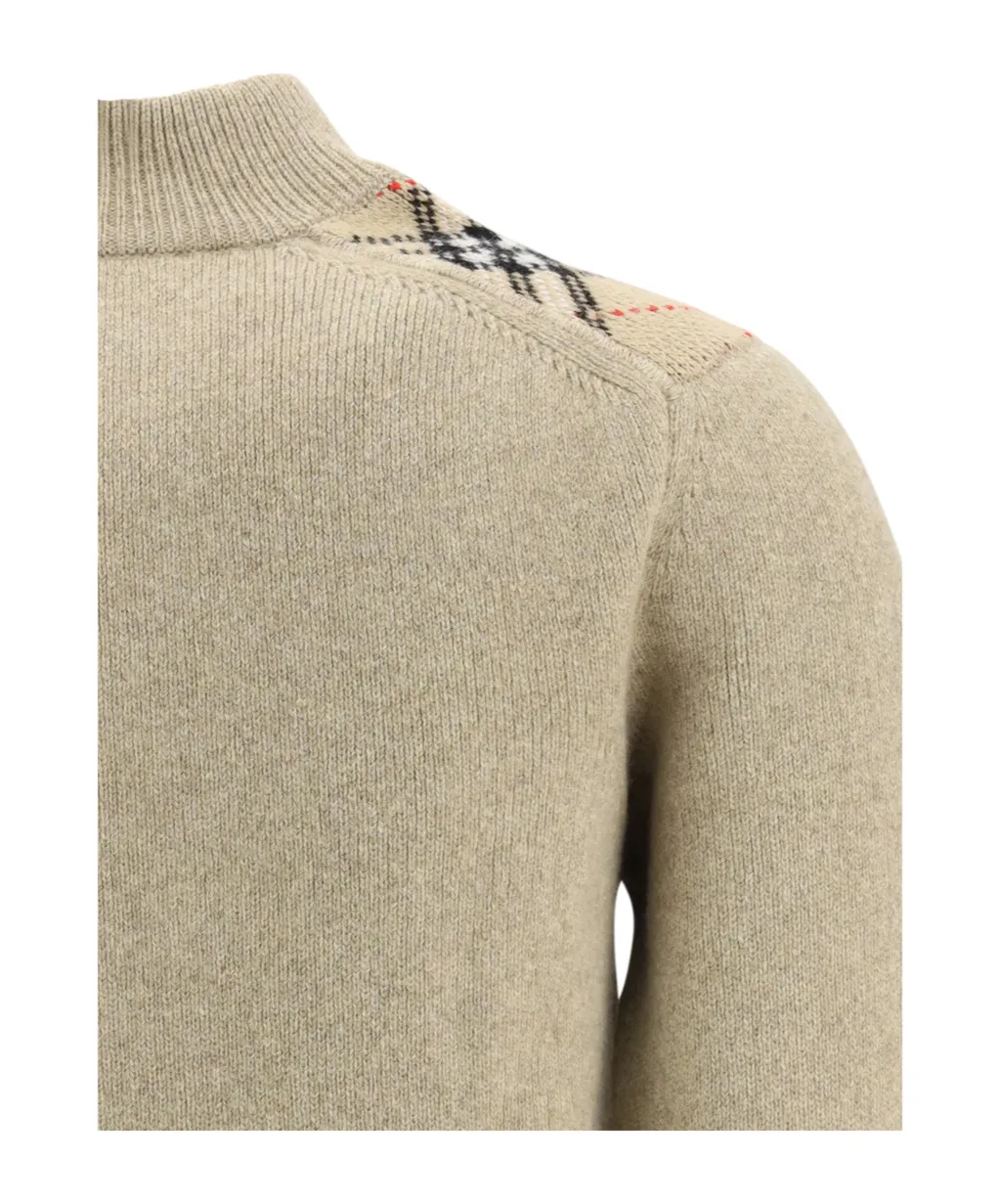 Burberry Checked Trim Zip-Up Cardigan
