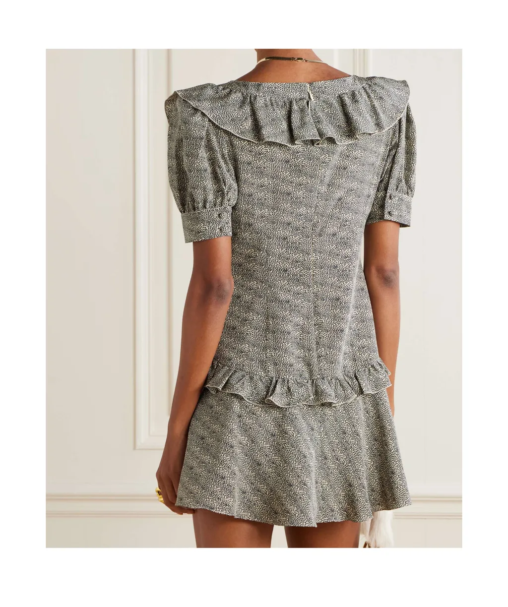 Tiered Leopard-Print Silk Mini Dress