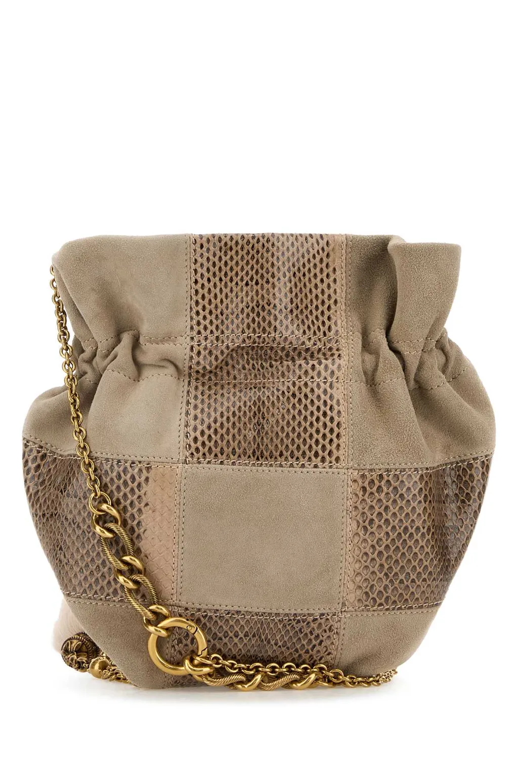 Chloé Lock Detailed Chained Drawstring Bag