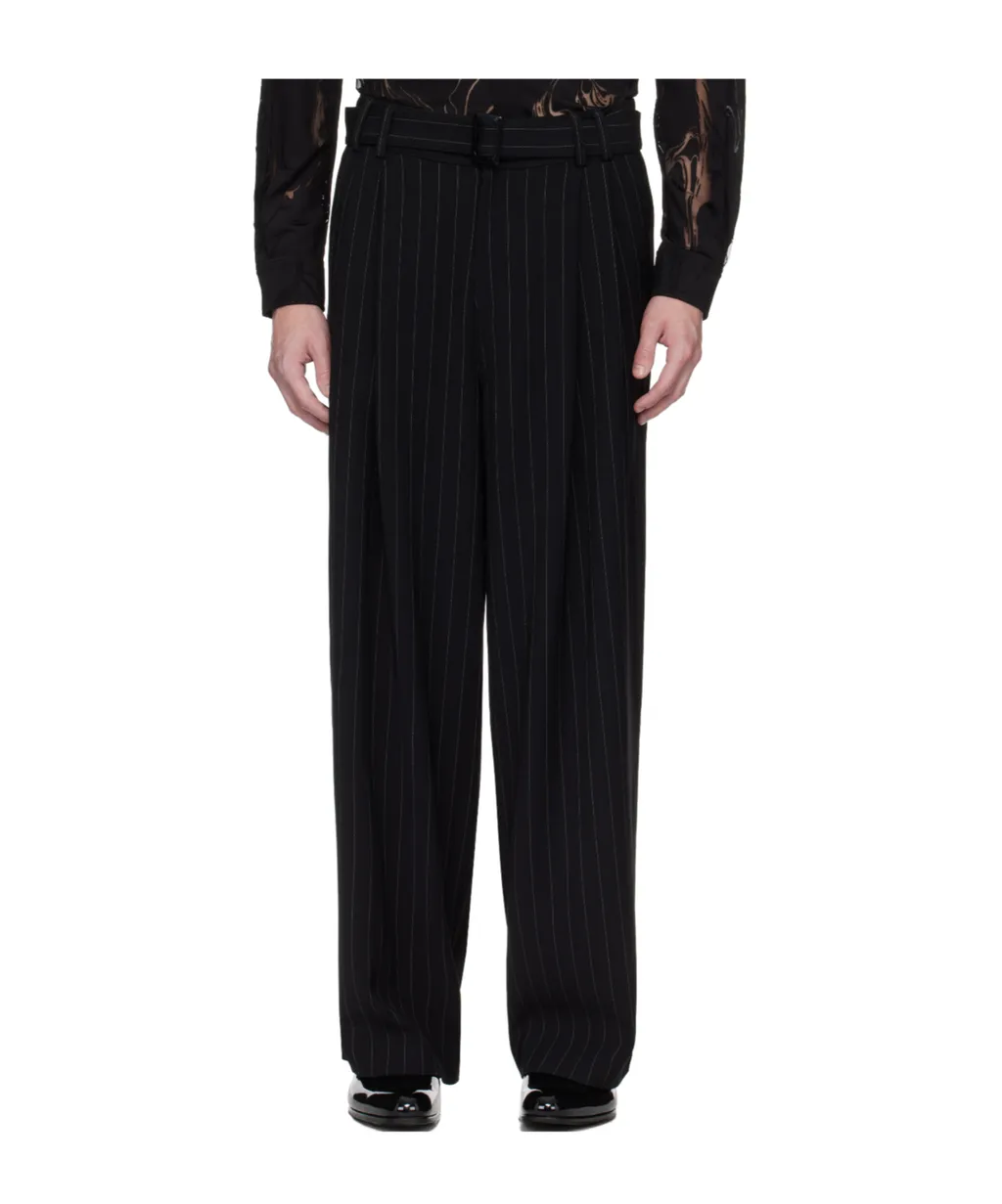 Pleated Pinstripe Casual Pants