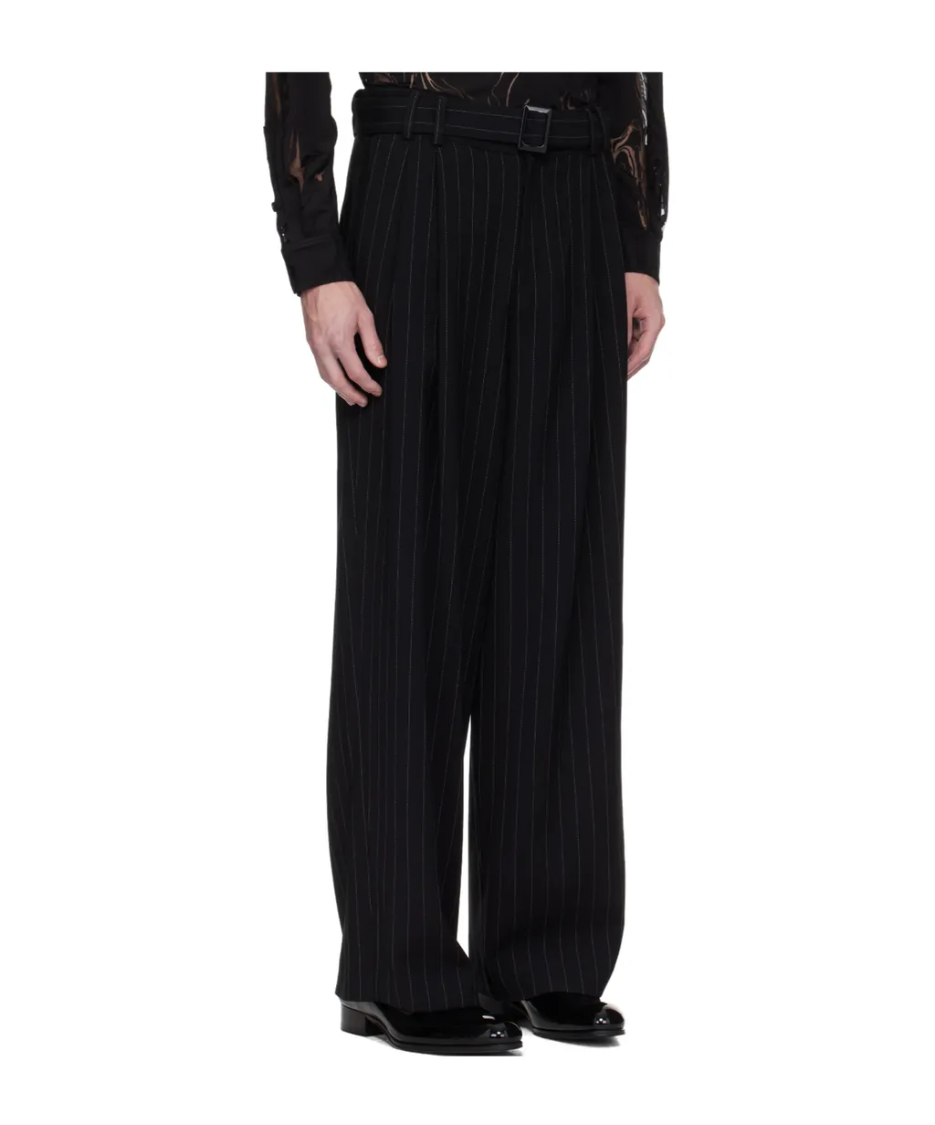 Pleated Pinstripe Casual Pants