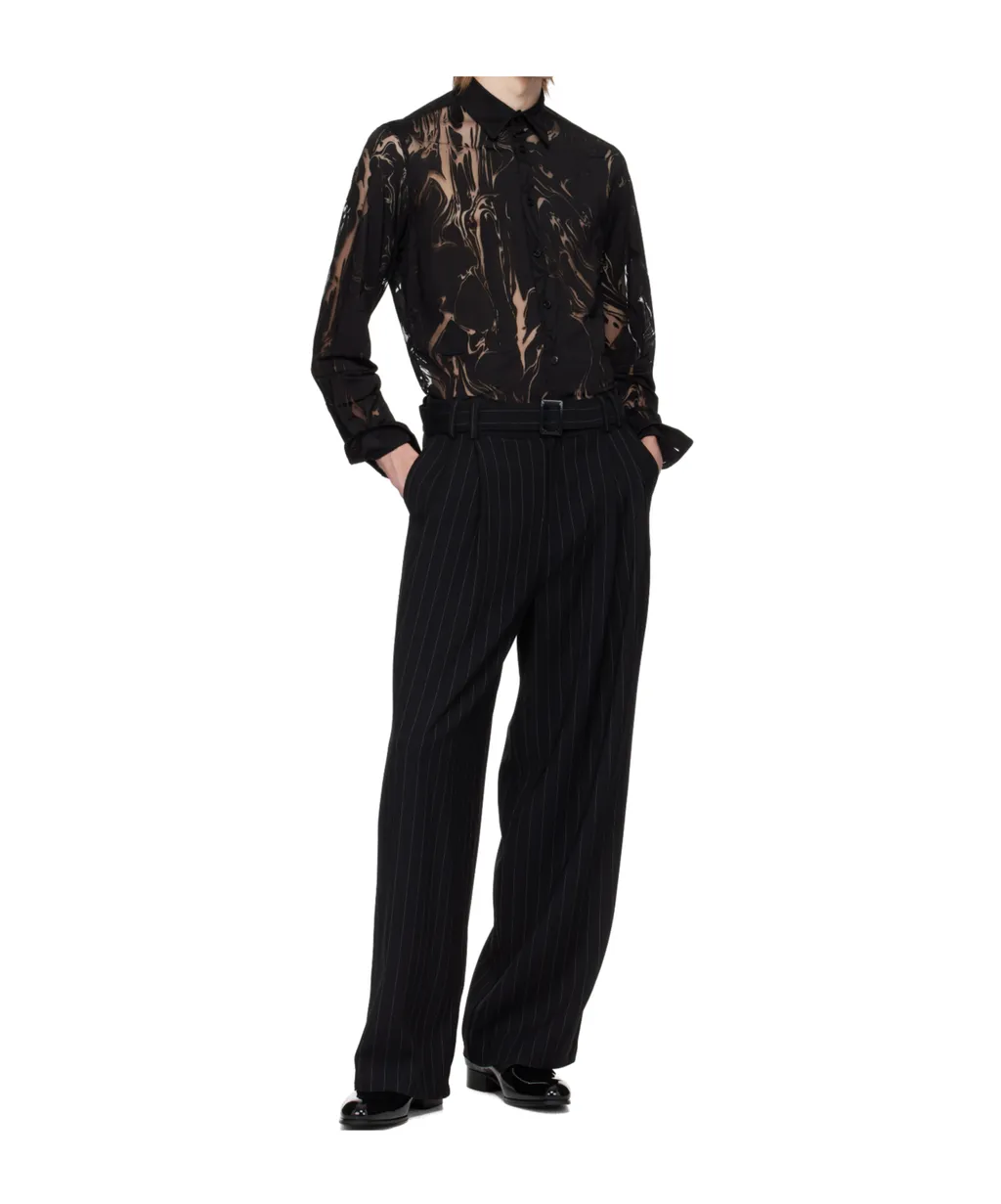 Pleated Pinstripe Casual Pants