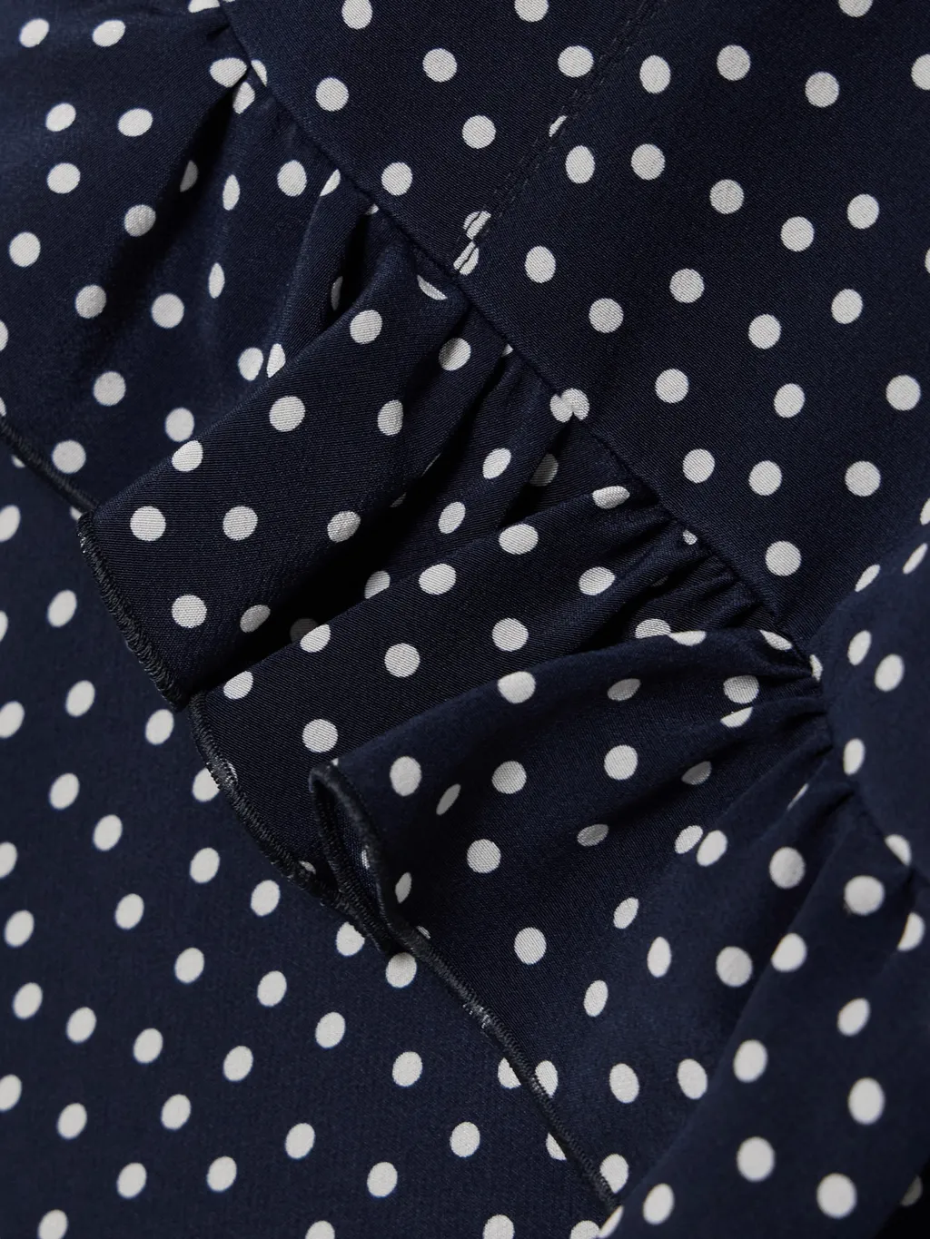 Ruffled Polka-Dot Silk Crepe De Chine Midi Dress