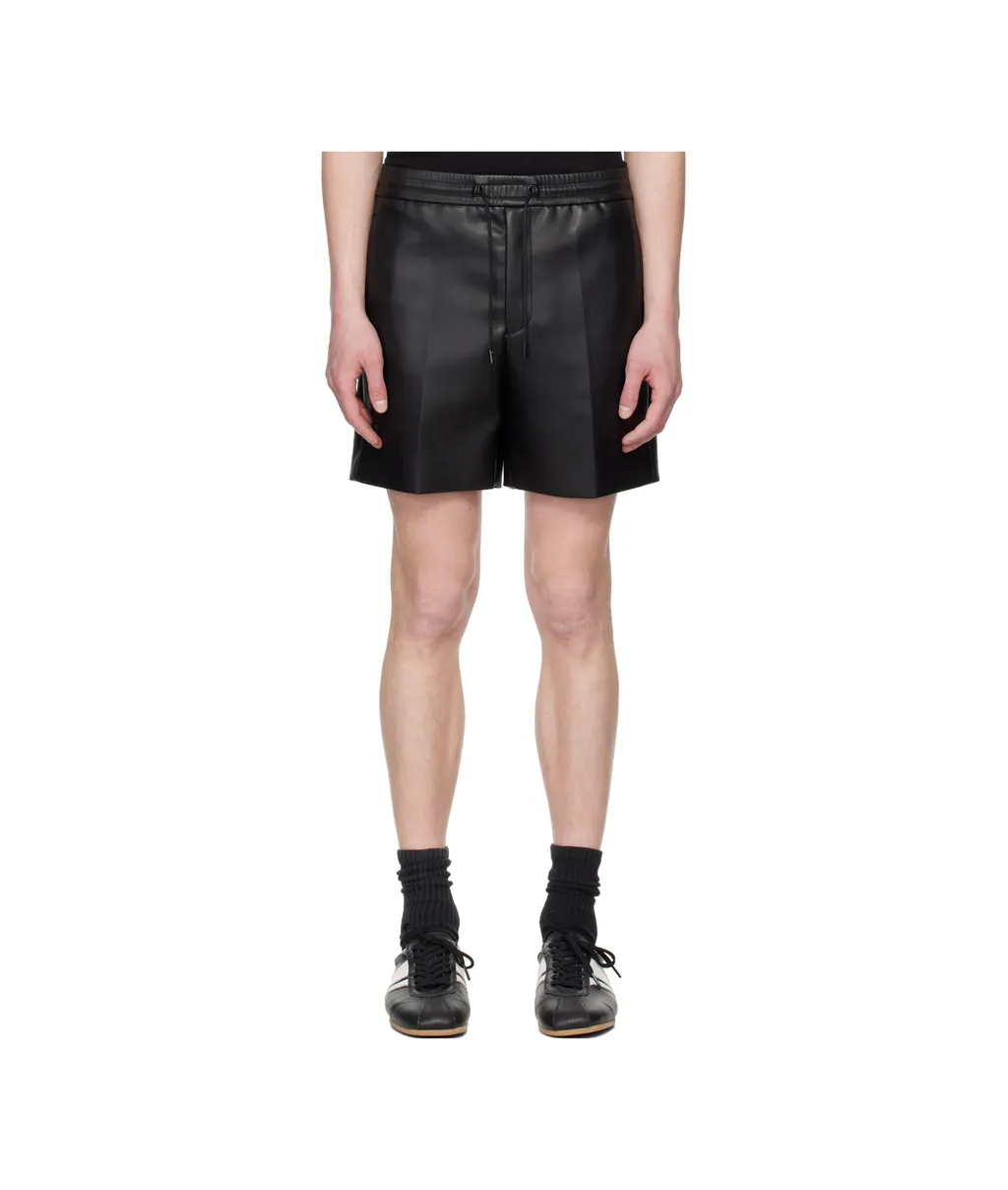 Drawstring Faux Leather Shorts