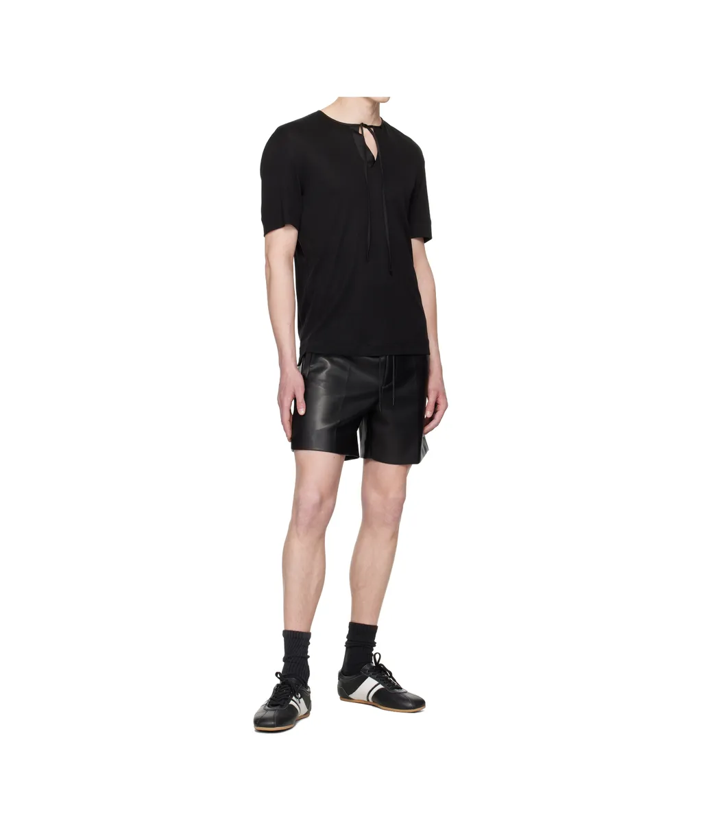 Drawstring Faux Leather Shorts