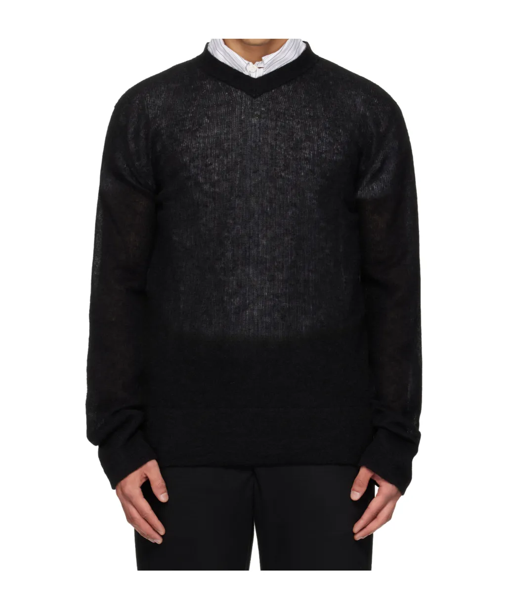 Ribbed Knit V-Neck Sweater