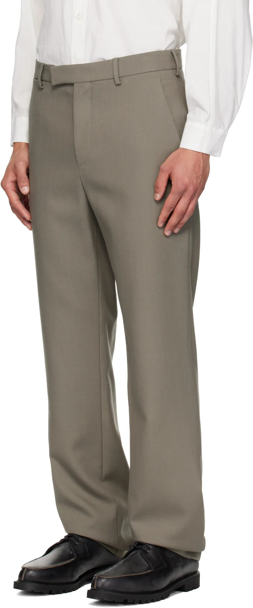 Fitted Wool Casual Pants