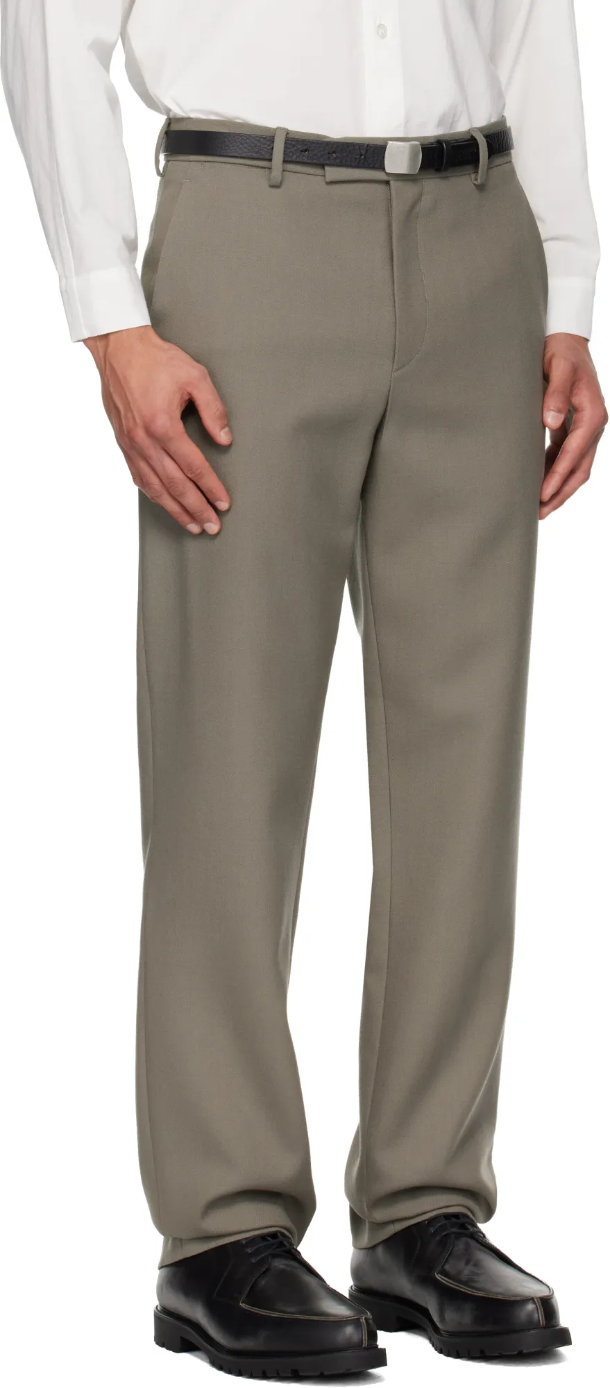 Fitted Wool Casual Pants