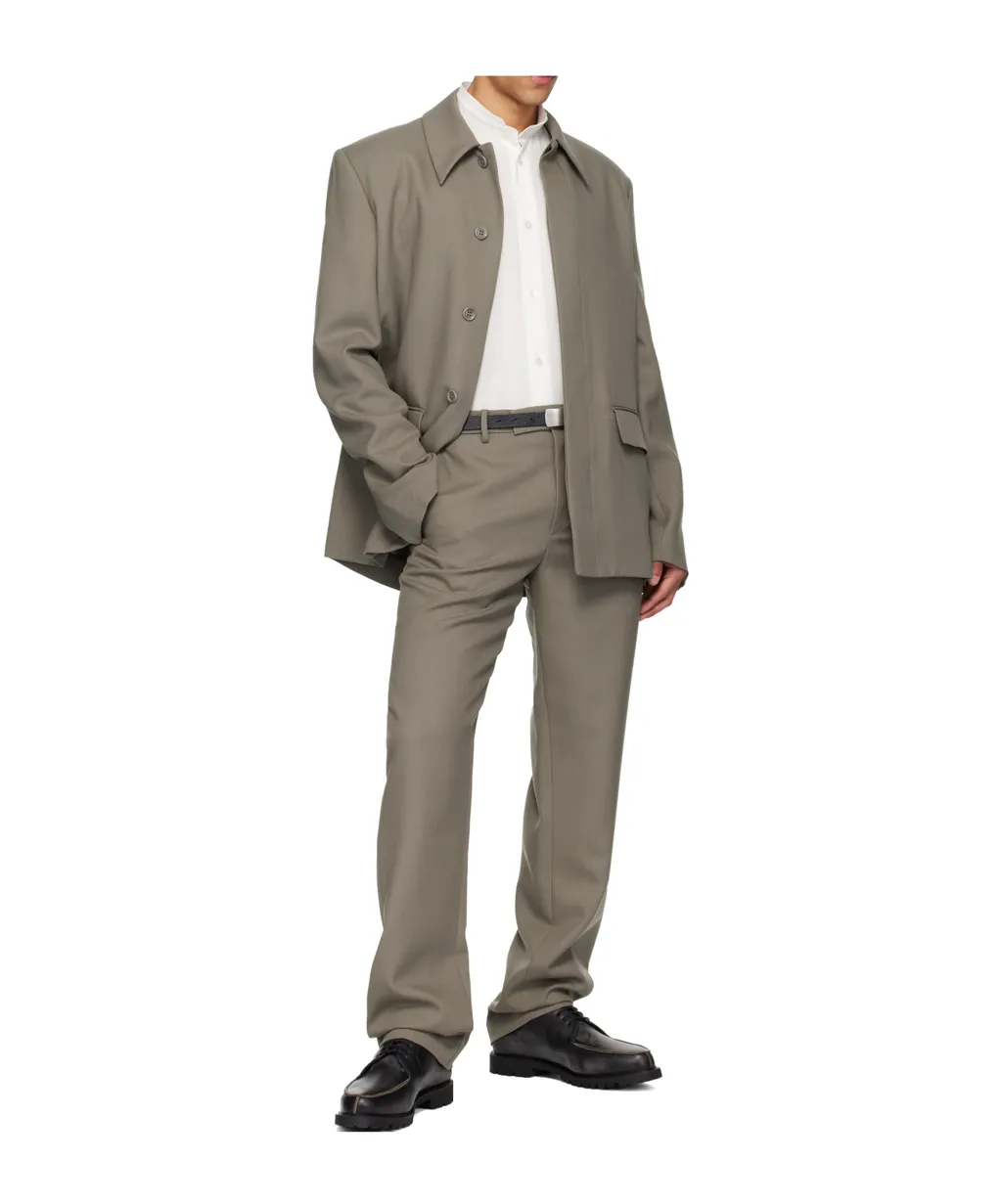 Fitted Wool Casual Pants