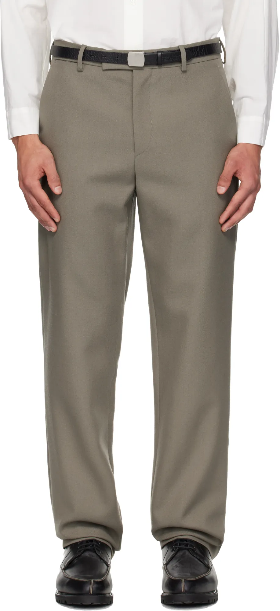 Fitted Wool Casual Pants