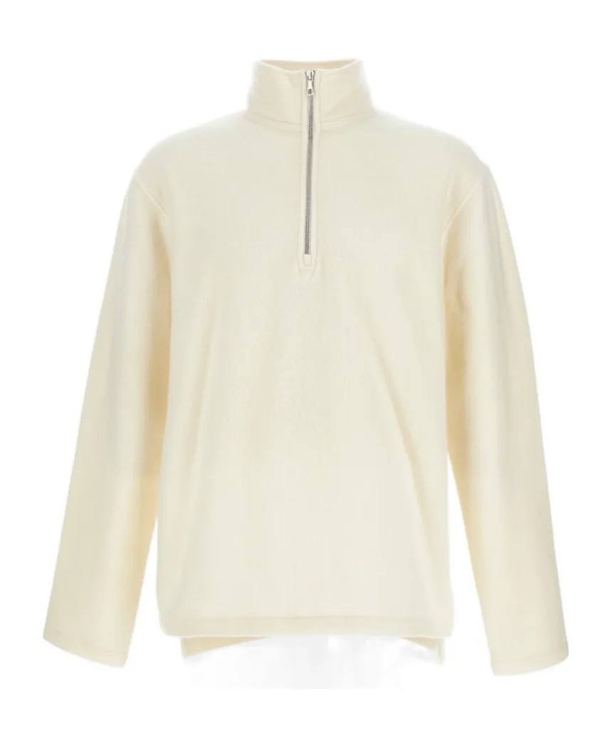 High-Neck Zip-Up Wool Sweatshirt