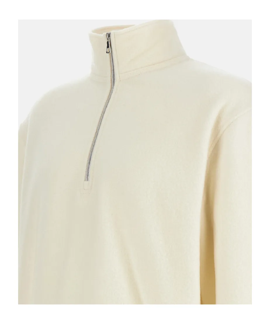 High-Neck Zip-Up Wool Sweatshirt