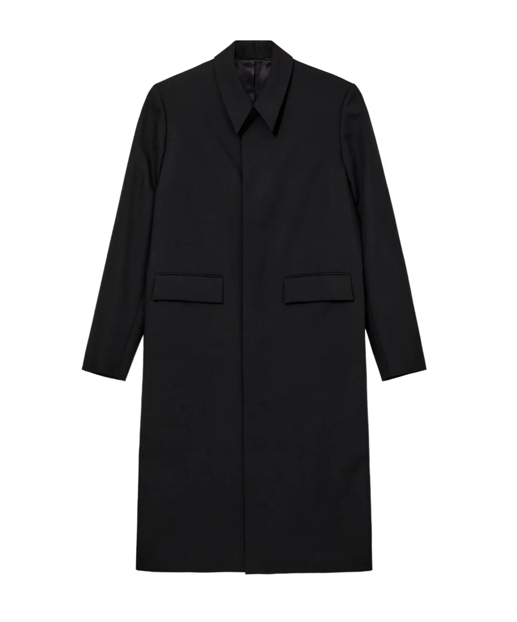 Long-Sleeved Wool Coat