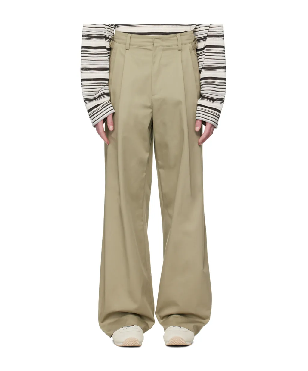 Wide-Leg Twill Casual Pants