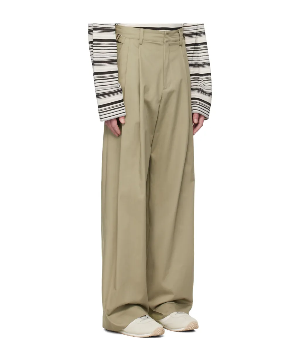Wide-Leg Twill Casual Pants