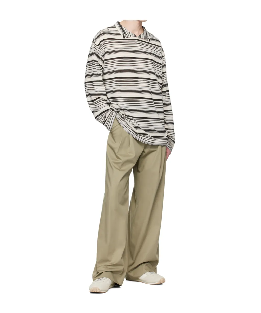 Wide-Leg Twill Casual Pants