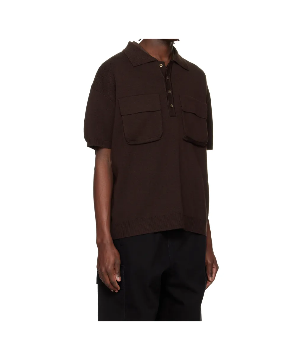 Wool Blend Short-Sleeved Polo Shirt