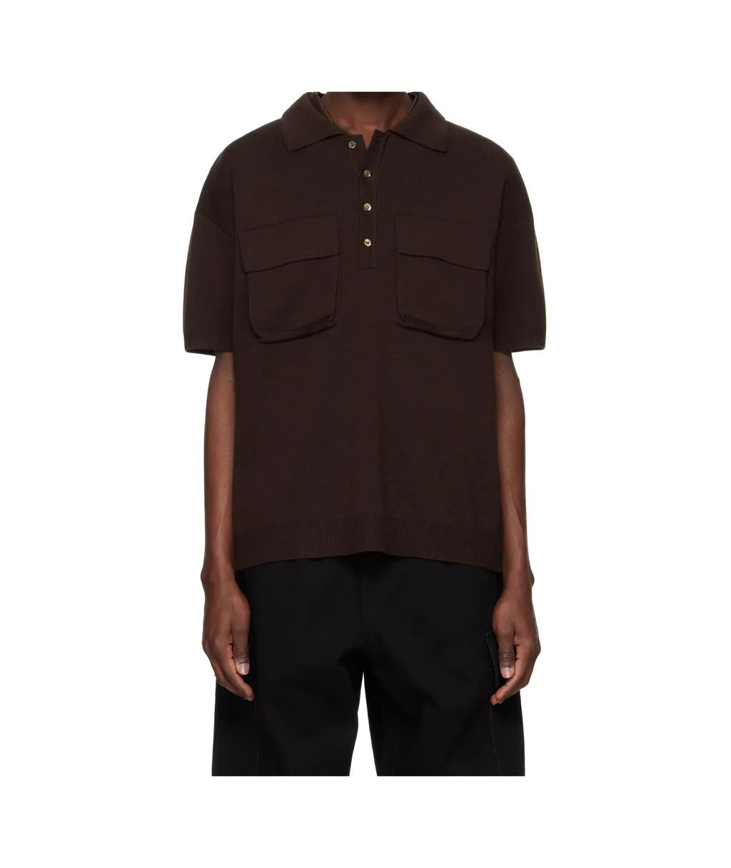 Wool Blend Short-Sleeved Polo Shirt