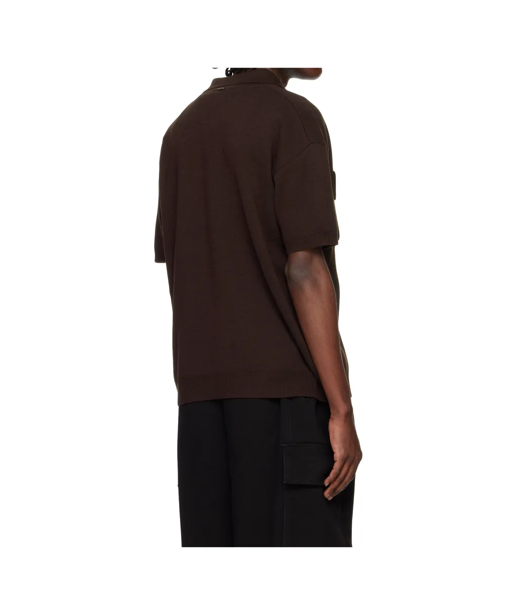 Wool Blend Short-Sleeved Polo Shirt