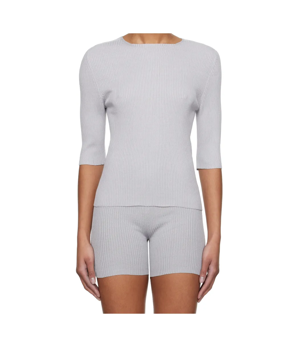Ribbed Knit T-Shirt