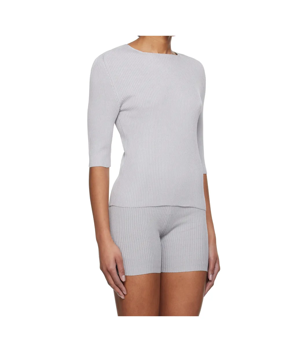 Ribbed Knit T-Shirt