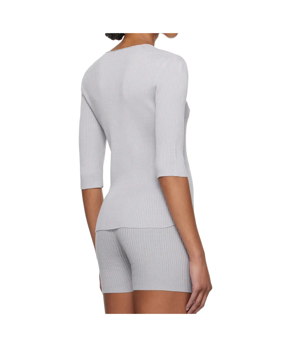 Ribbed Knit T-Shirt