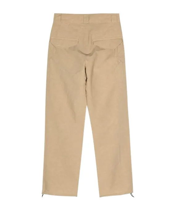 Slub-Texture Straight Trousers