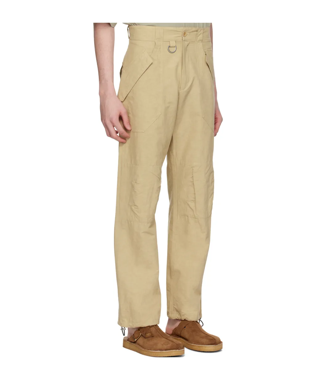 Slub-Texture Straight Trousers