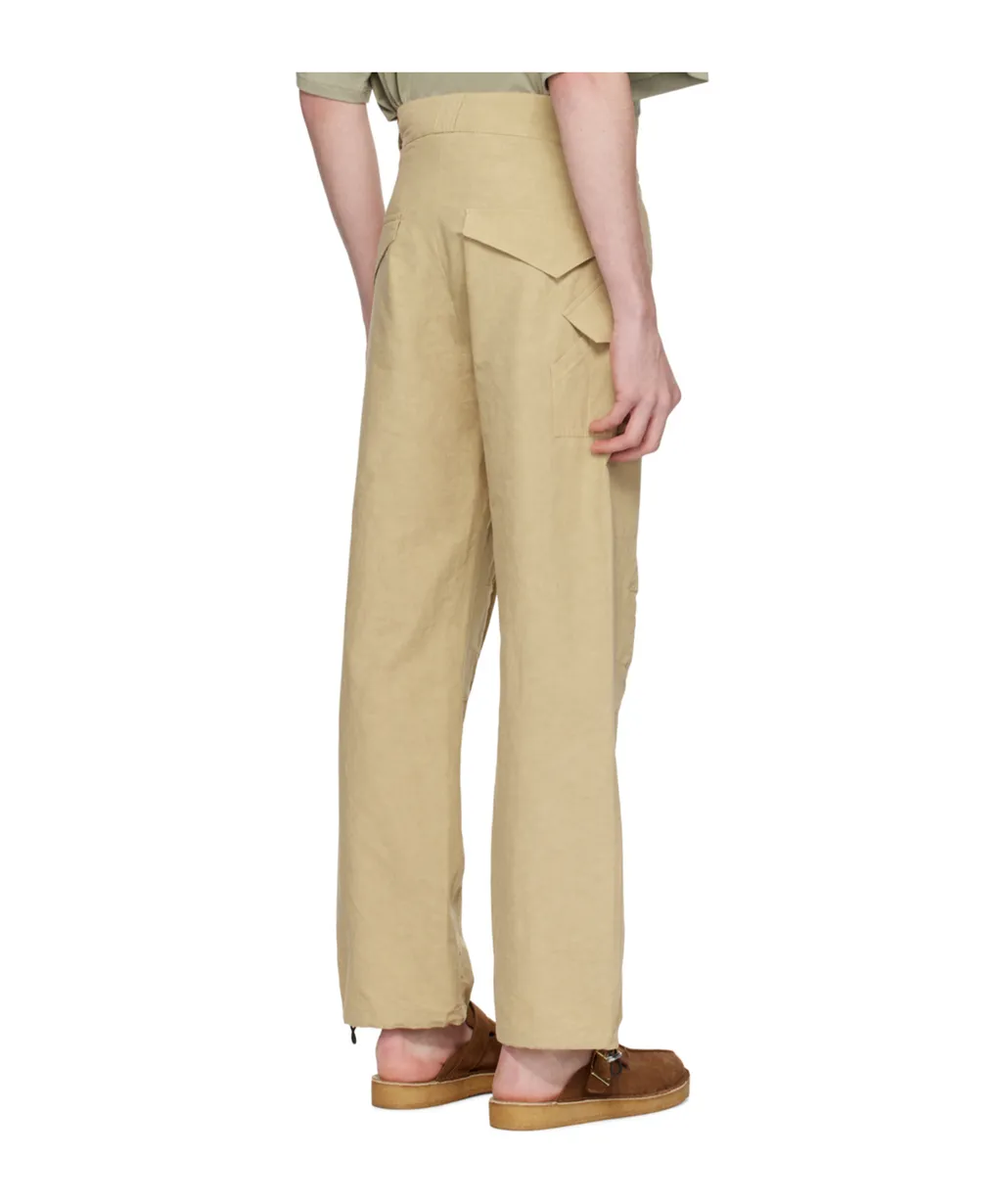 Slub-Texture Straight Trousers
