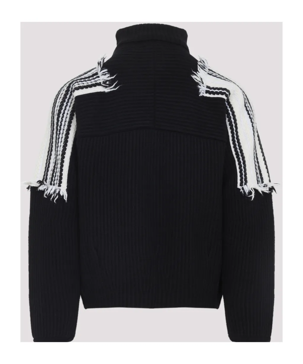 Jacquard Striped Wool Turtleneck Sweater