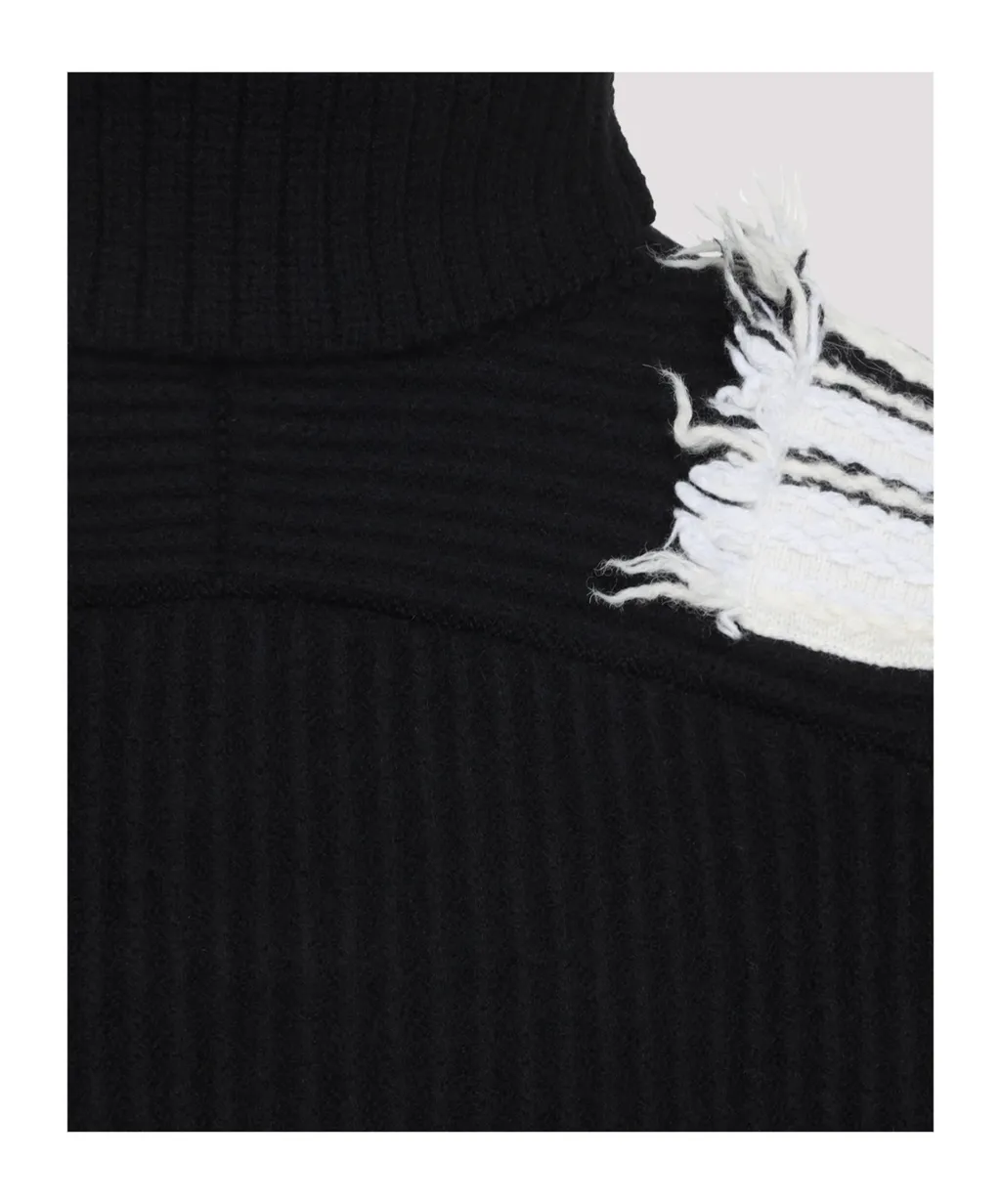Jacquard Striped Wool Turtleneck Sweater