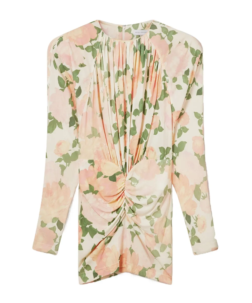 Stella Mccartney Peony Print Long-Sleeve Mini Dress