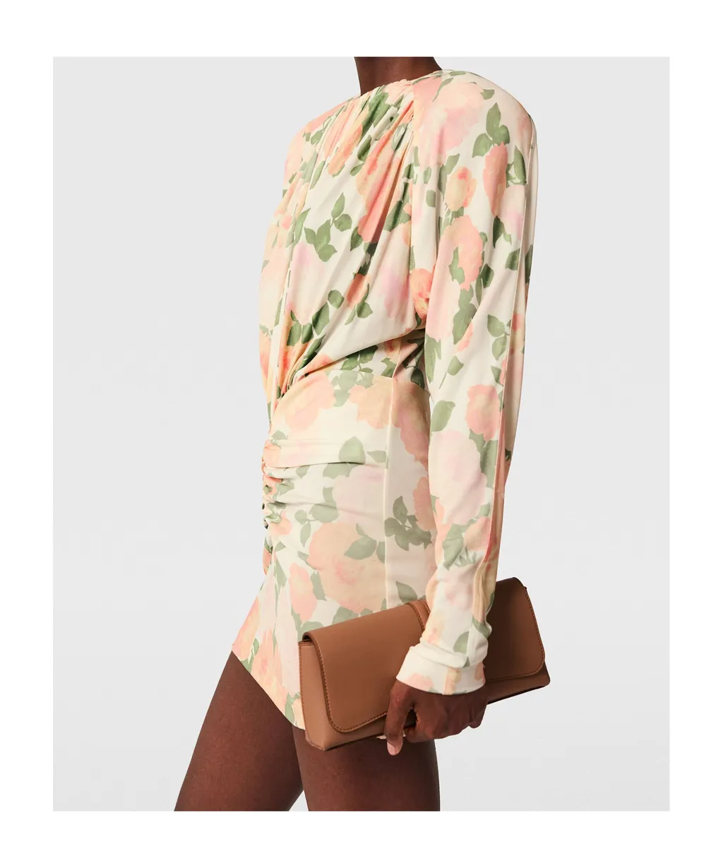 Stella Mccartney Peony Print Long-Sleeve Mini Dress