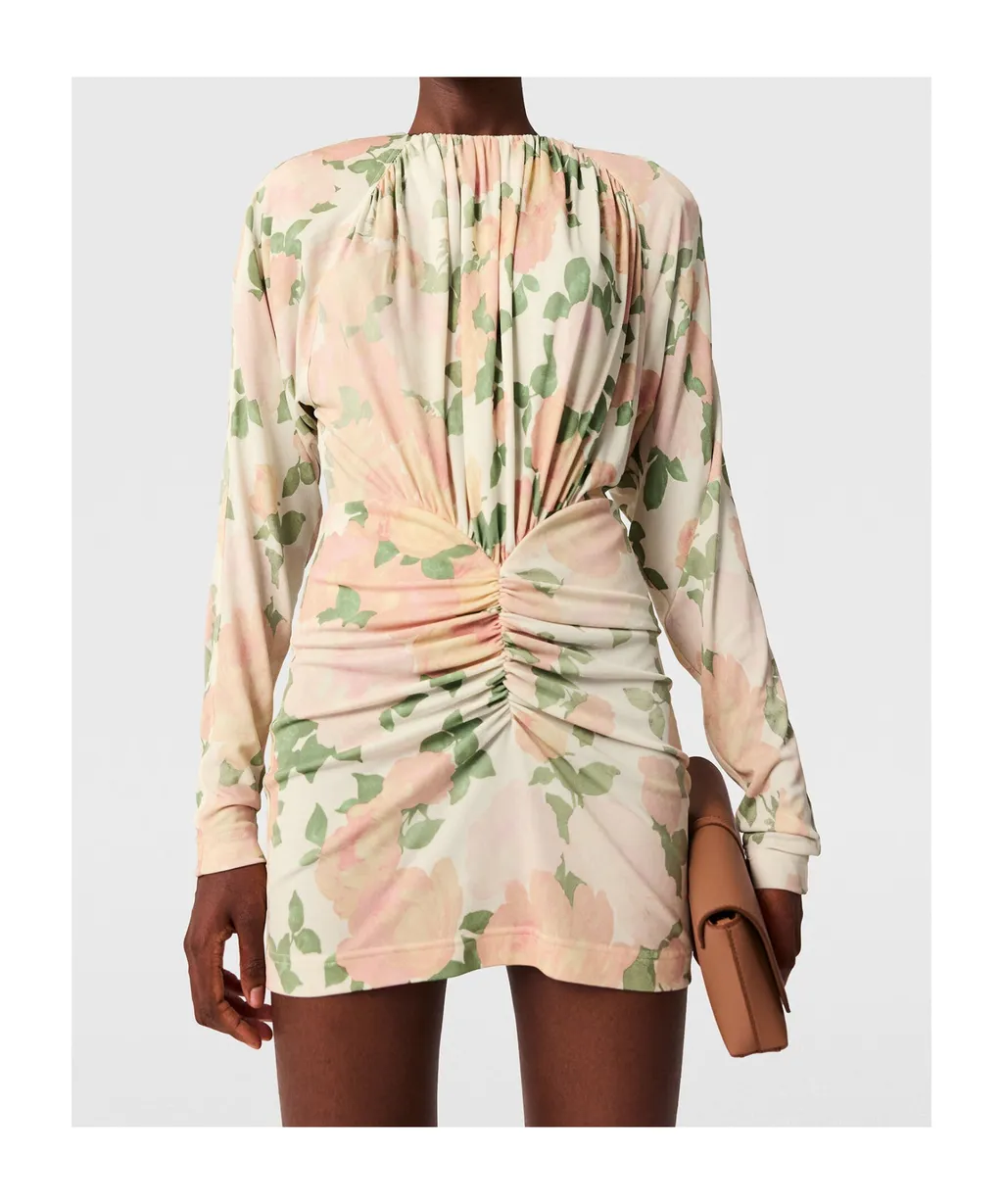 Stella Mccartney Peony Print Long-Sleeve Mini Dress