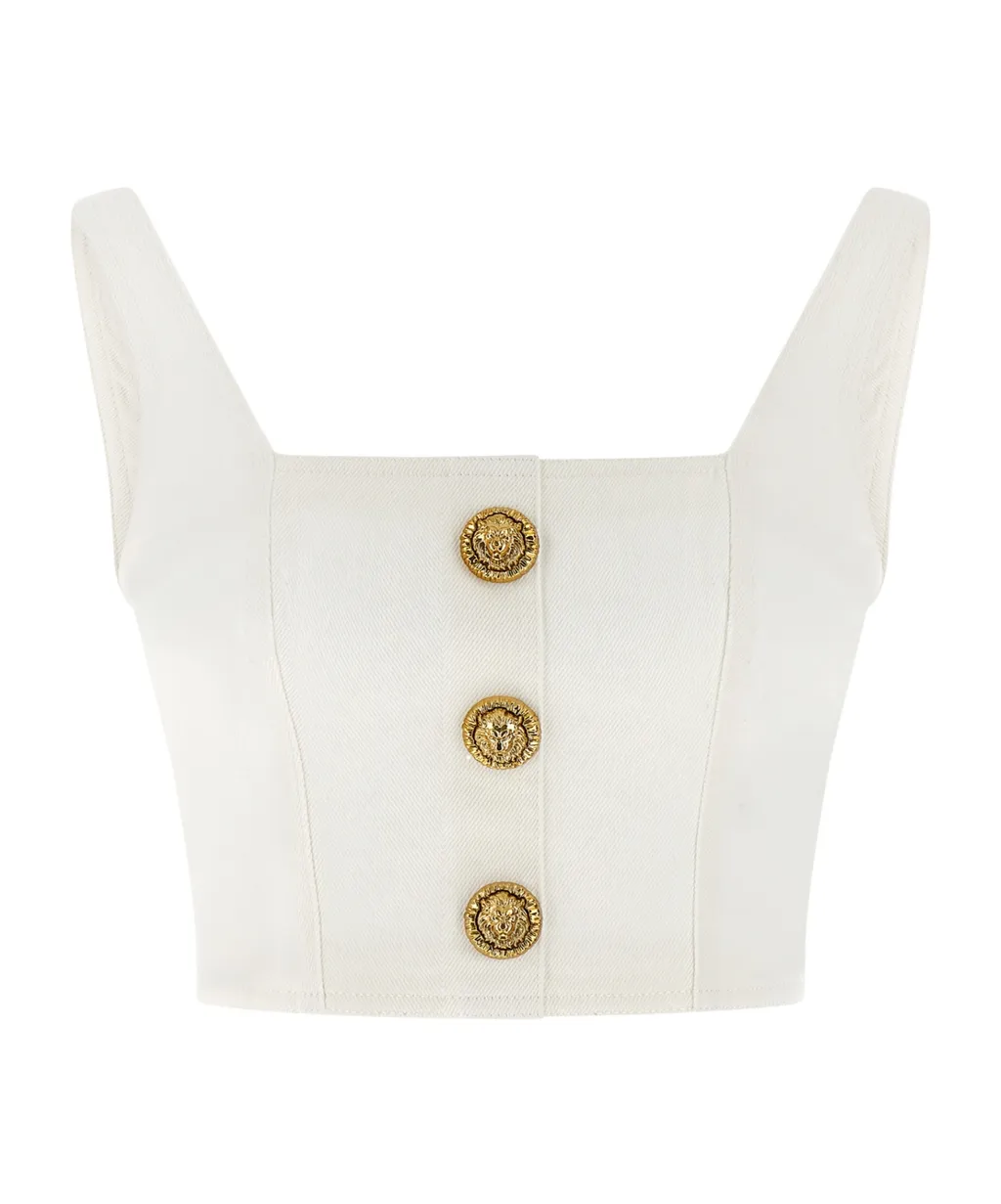 Balmain Button Cropped Top