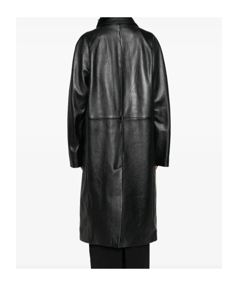 Long-Sleeved Leather Coat