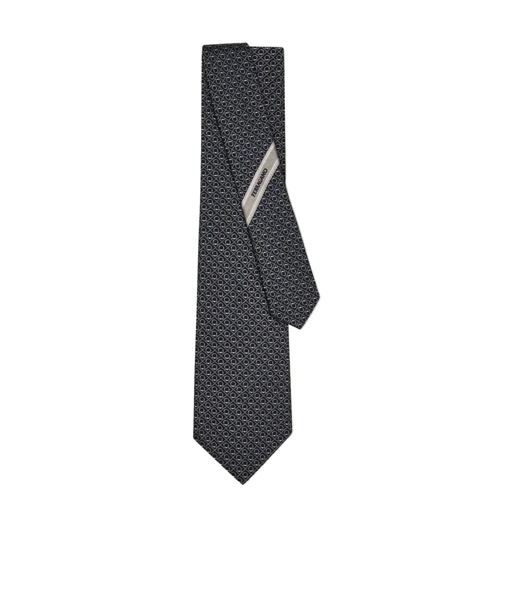 Gancini Jacquard Silk Tie