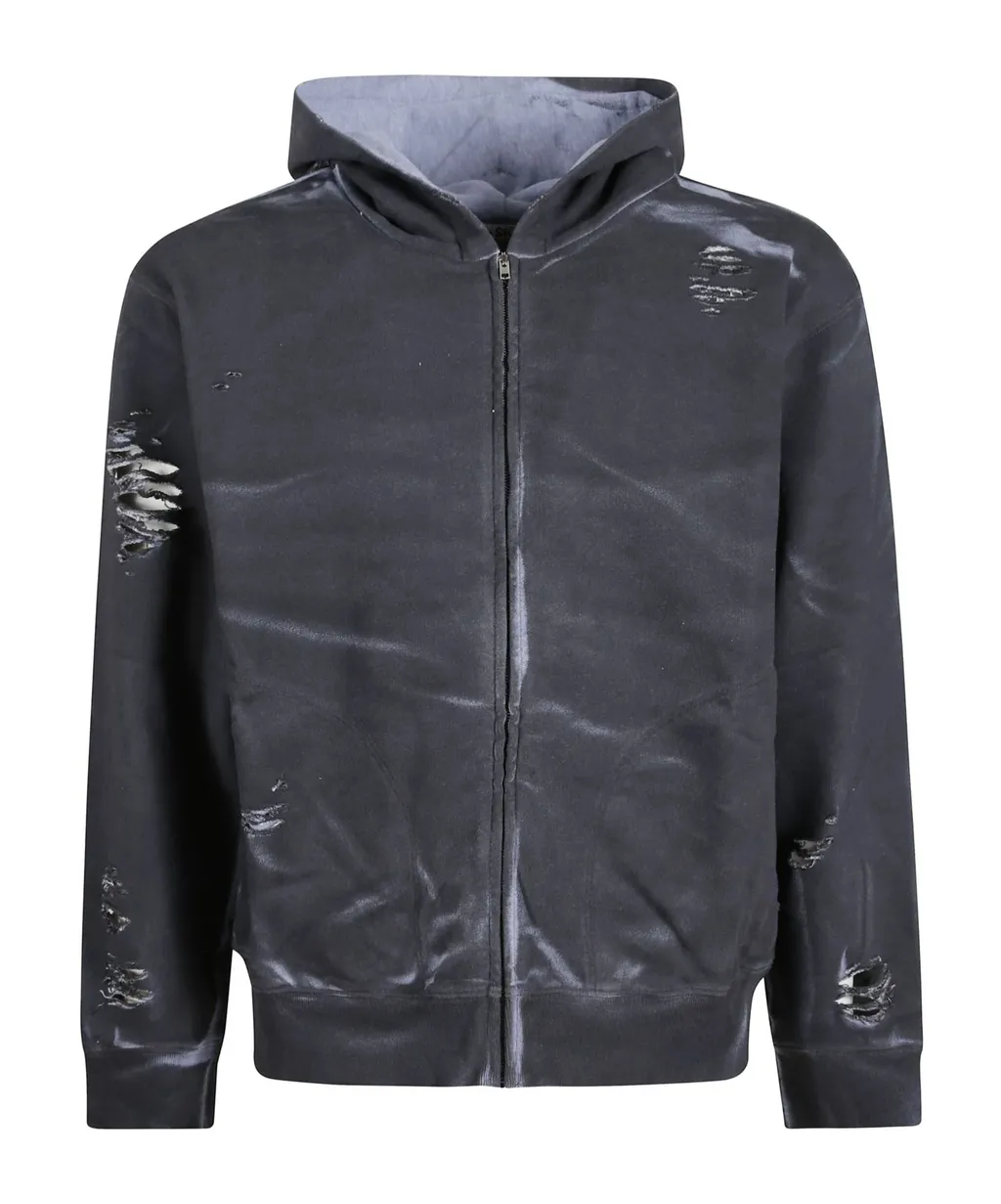 Acne Studios Logo Detailed Distressed Hoodie