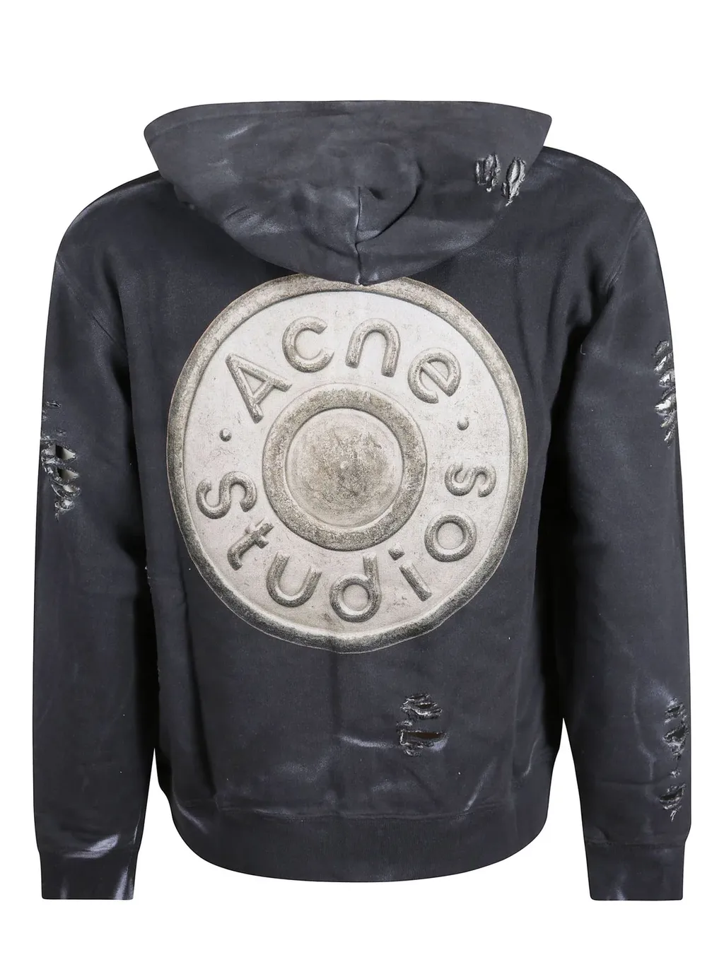 Acne Studios Logo Detailed Distressed Hoodie