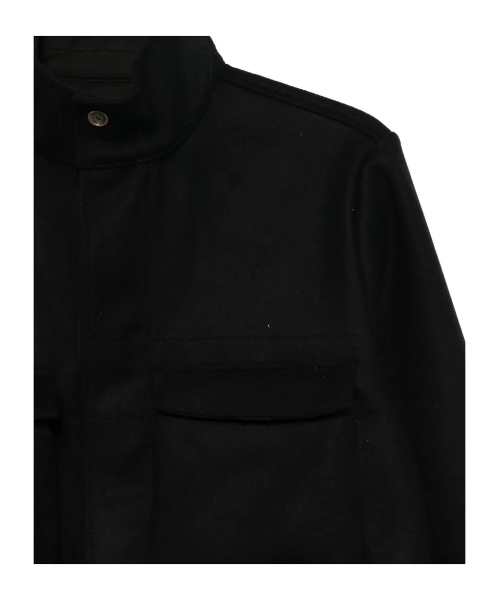 Flap Pocket Wool Blend Casual Jacket