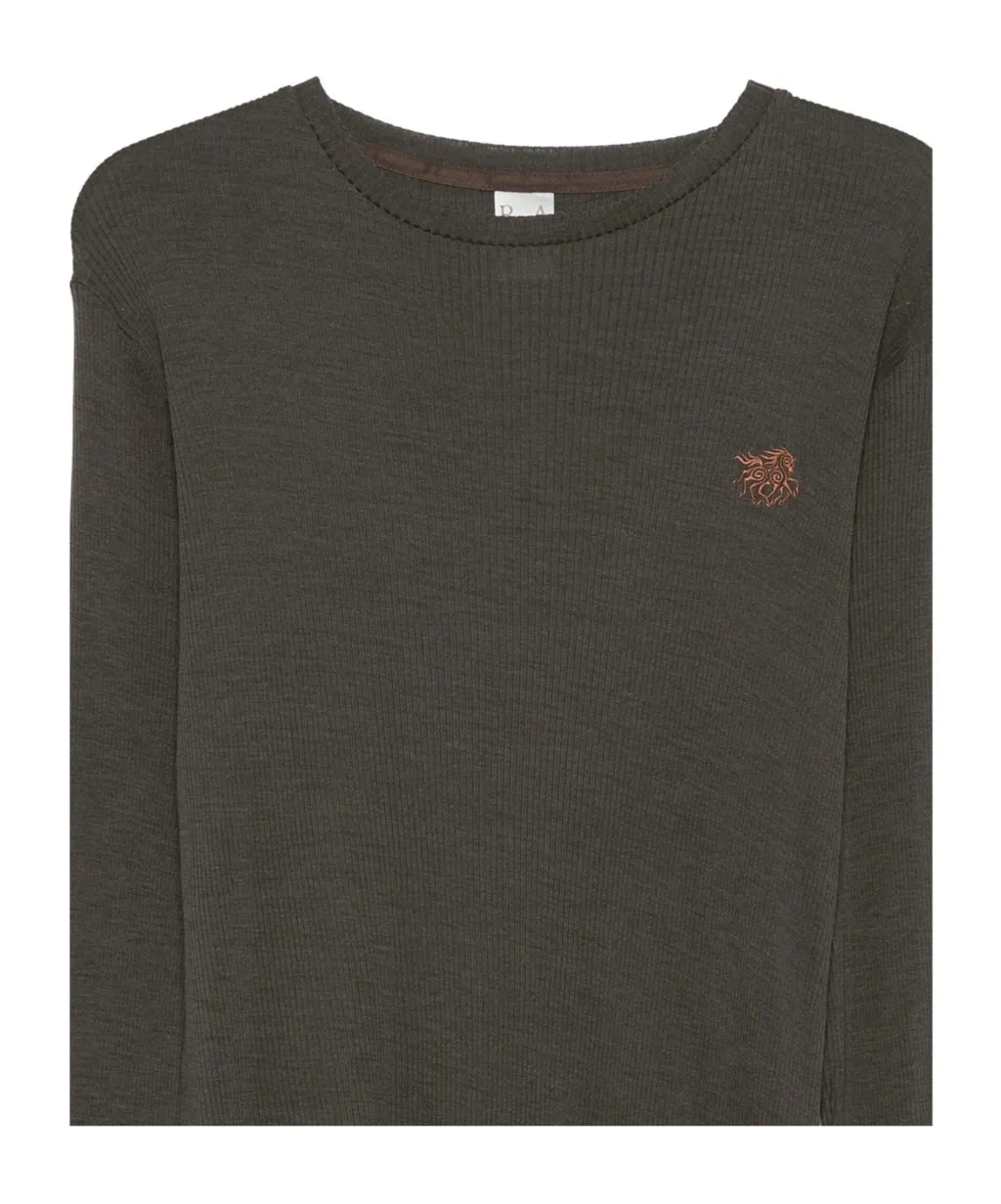 Wool Blend Long-Sleeved Knit Sweater