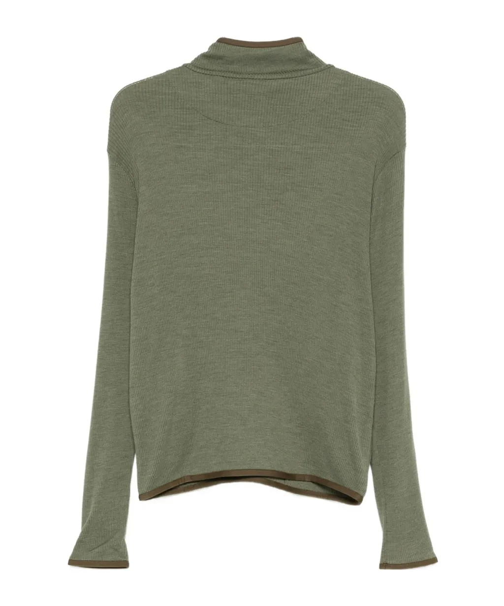 Half-Zip Wool Blend Knit Sweater