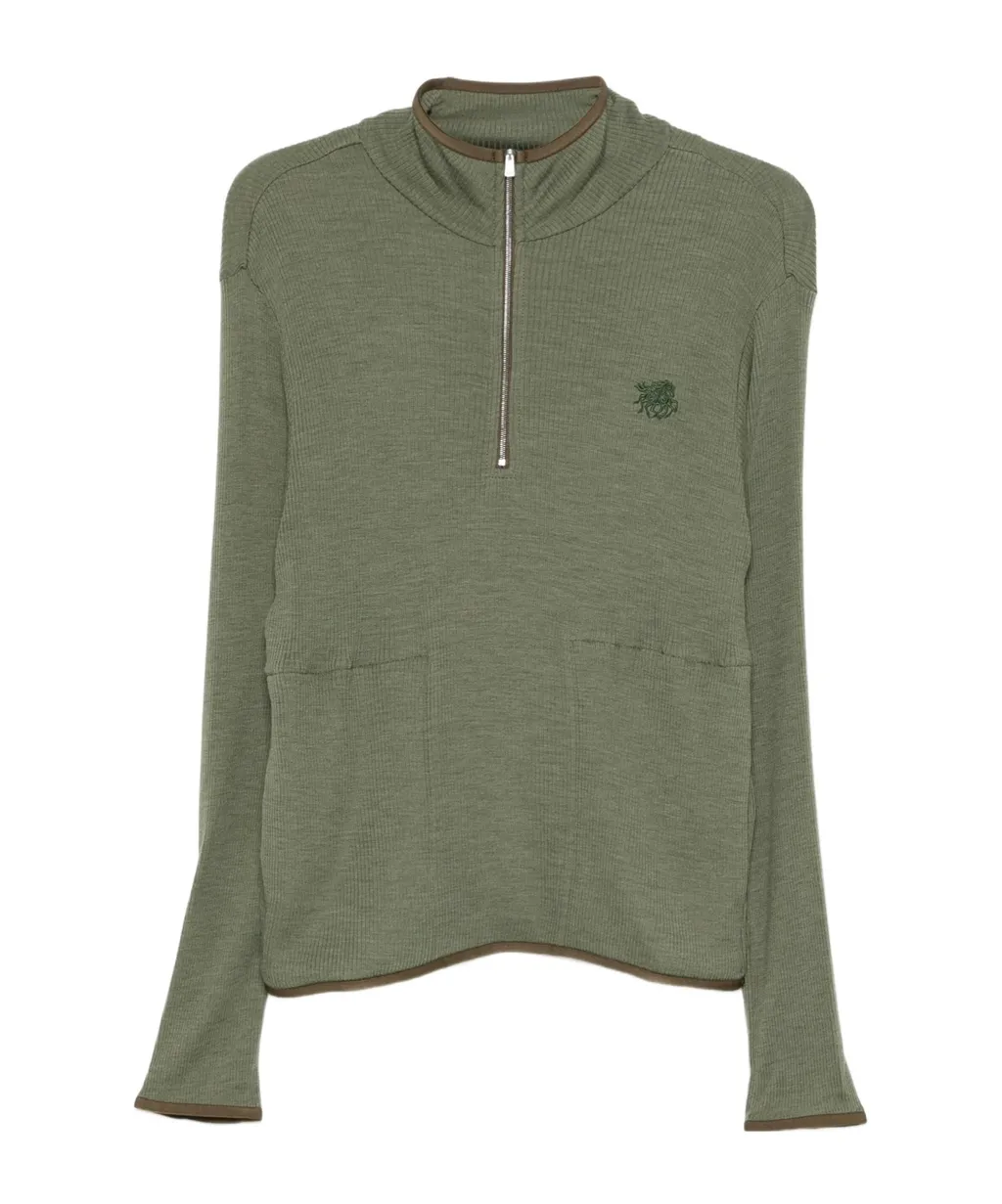 Half-Zip Wool Blend Knit Sweater