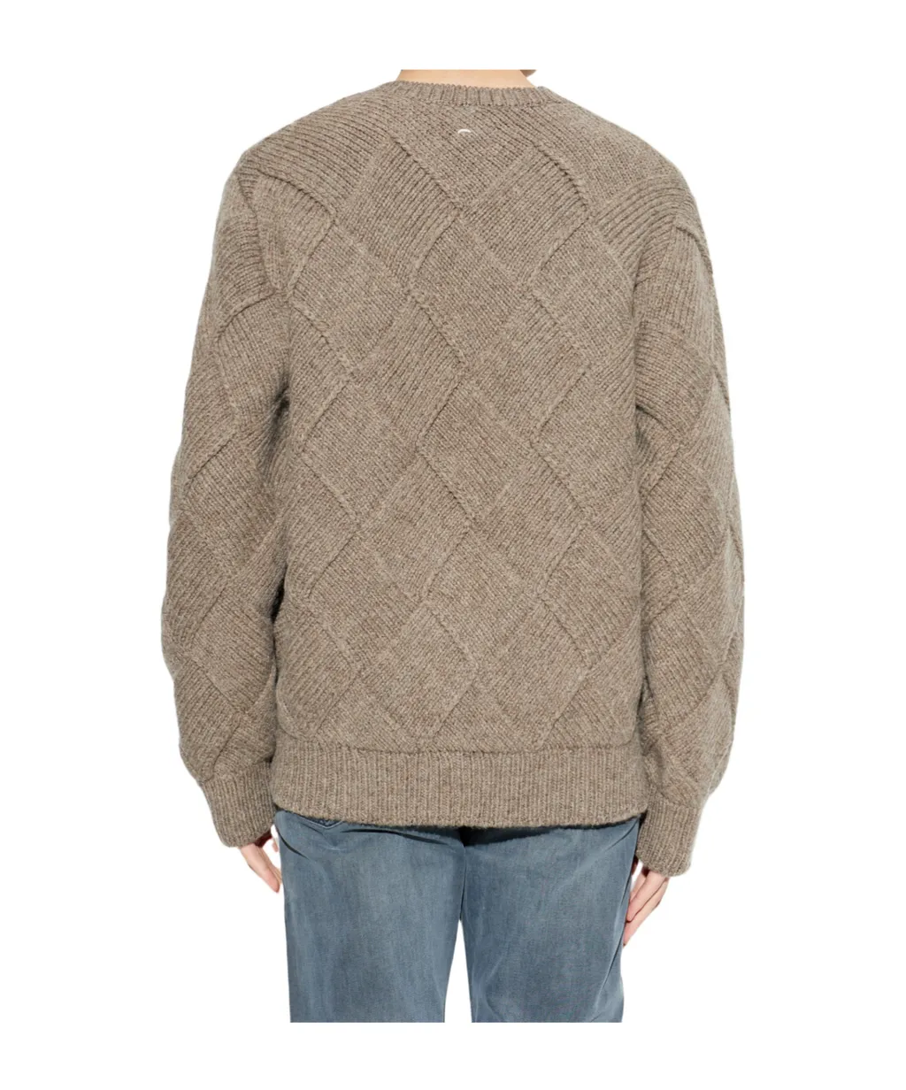 Hand-Knit Entrelac Wool Sweater