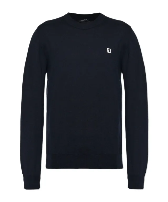 Balmain Logo Intarsia Crewneck Jumper