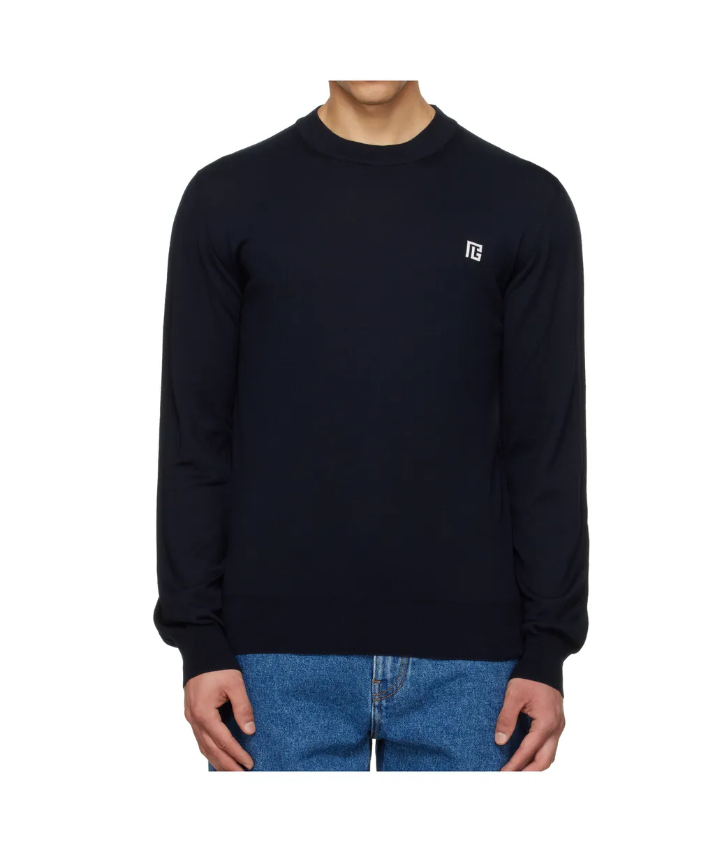 Balmain Logo Intarsia Crewneck Jumper