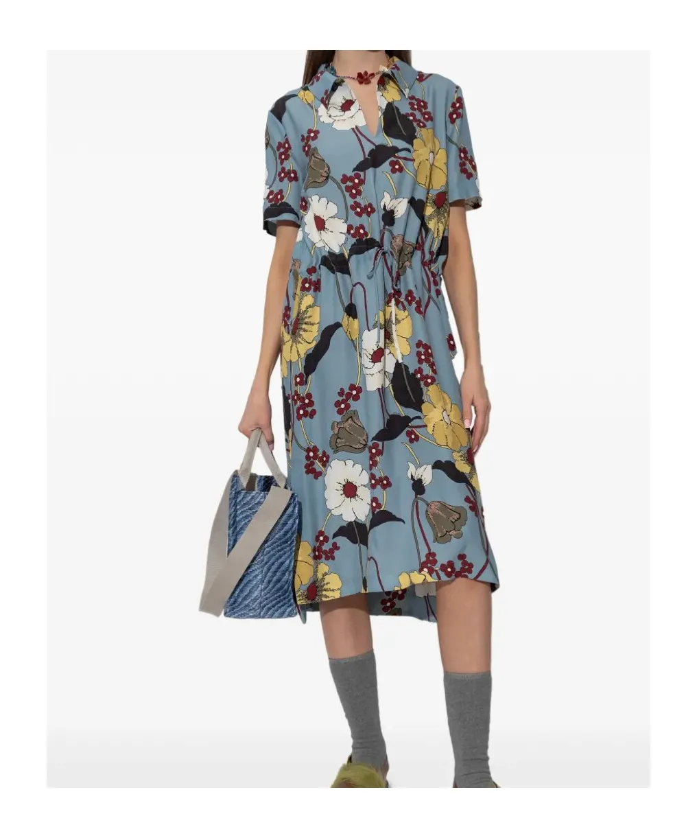 Marni Floral Print Short Sleeve Dress