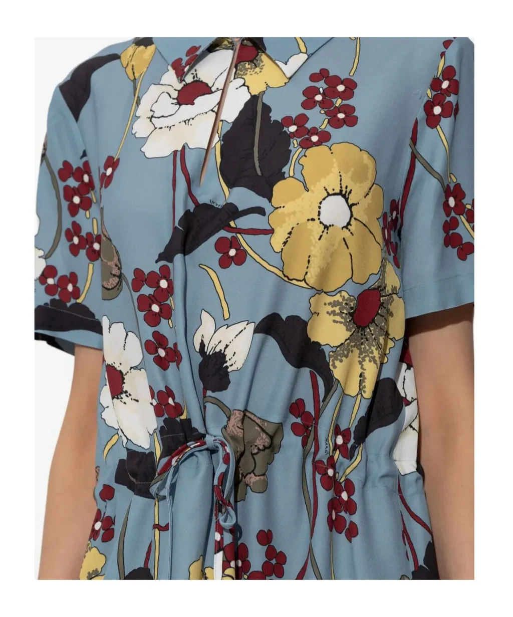 Marni Floral Print Short Sleeve Dress
