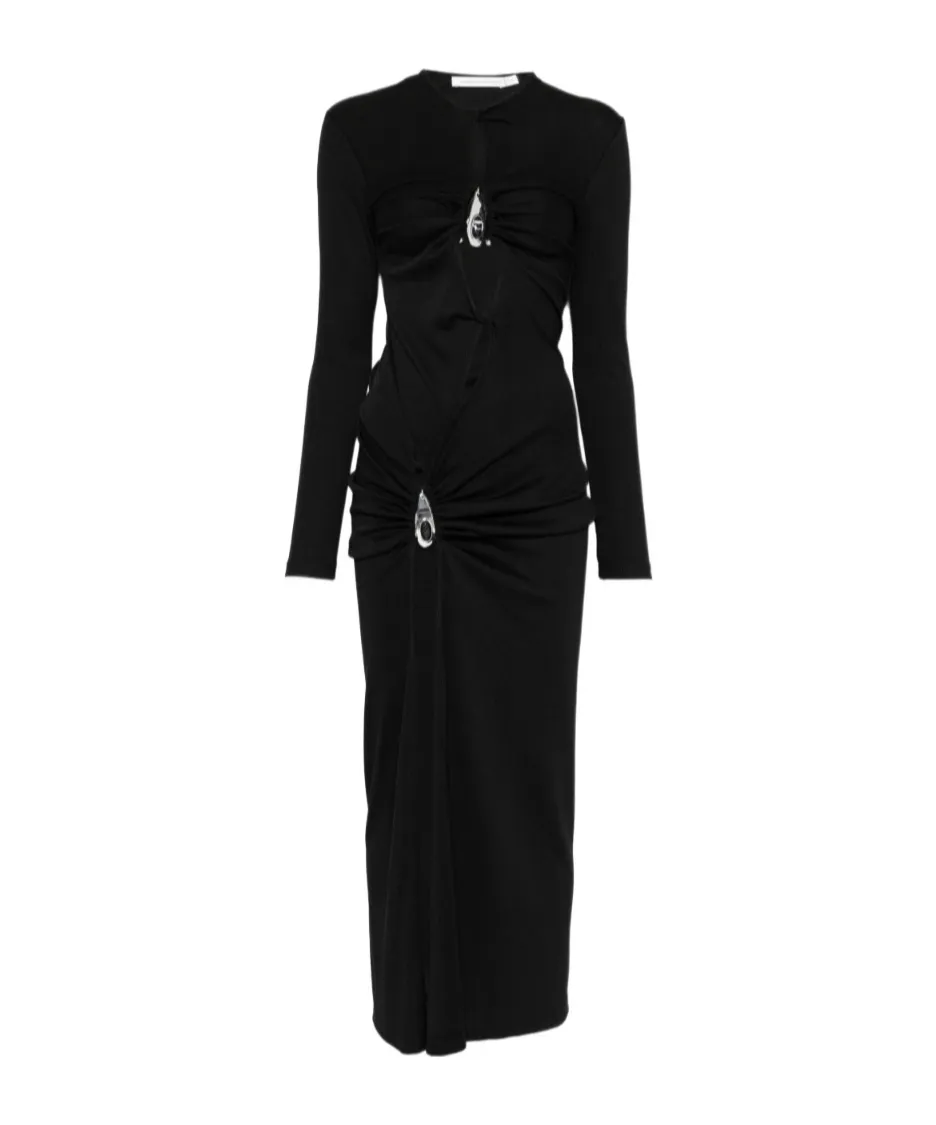 Crystal-Pendant Open-Twist Midi Dress